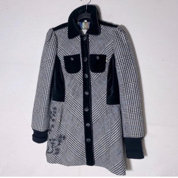 St. Martins Black & White Houndstooth Button Up Jacket S - Picture 1 of 16